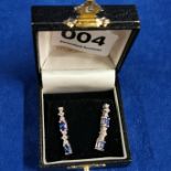 18CT GOLD DIAMOND (0.50CT) & SAPPHIRE (1.5CT) DROP EARRINGS