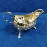 ORNATELY DECORATED IRISH SILVER SAUCE BOAT CIRCA 1770, DUBLIN BY MATTHEW WEST 179 GRAMS