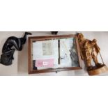 2 CARVINGS & DISPLAY CASE