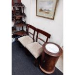 PAIR OF GEORGIAN CHAIRS, GEORGIAN POT CUPBOARD AND VICTORIAN WHATNOT