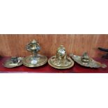 QUANTITY OF BRASS INKWELLS