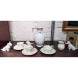 FIRST PERIOD BELLEEK JUG AND OTHER BELLEEK