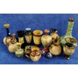 SHELF LOT OF DOULTON LAMBETH WARE TO INCLUDE CLOISONNE