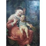 POSSIBLY 18TH CENTURY ITALIAN SCHOOL OIL ON CANVAS OF MADONNA AND CHILD