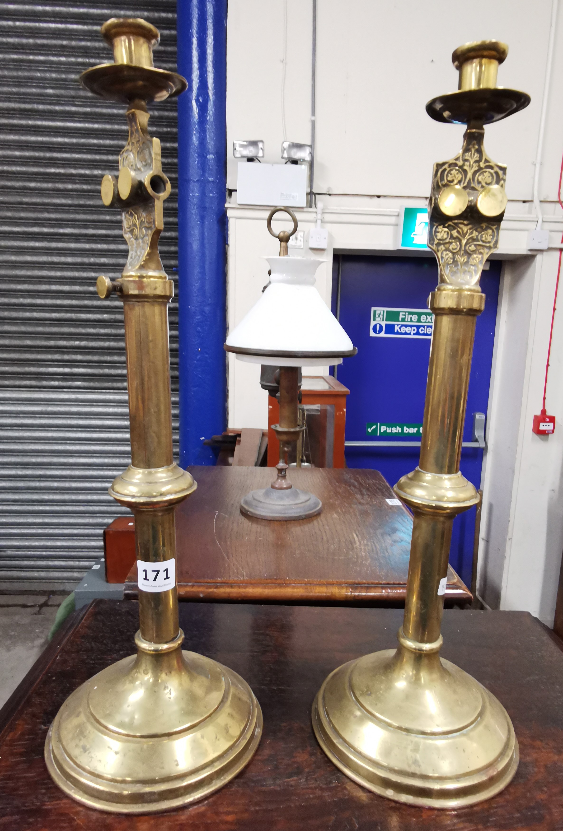 PAIR OF CHURCH BRASS CANDLESTICKS