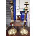 PAIR OF CHURCH BRASS CANDLESTICKS