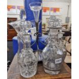 QUANTITY OF OLD DECANTERS & EPERGNE