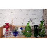 SHELF LOT OF ANTIQUE & OTHER GLASSWARE