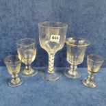 QUANTITY OF ANTIQUE GLASSES TO INCLUDE AIRTWIST