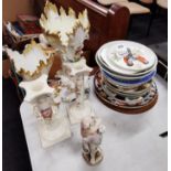 QUANTITY OF PAINTED CERAMICS & PLATES