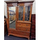 VICTORIAN INLAID COMBINED WARDROBE & DRAWERS