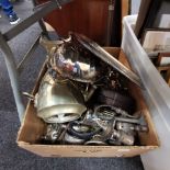 LARGE BOX OF SILVER PLATEWARE