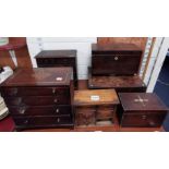 QUANTITY OF MINIATURE CHESTS OF DRAWERS, BOXES & GEORGIAN TEA CADDY