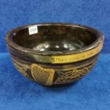 ANTIQUE IRISH POKERWORK BOWL