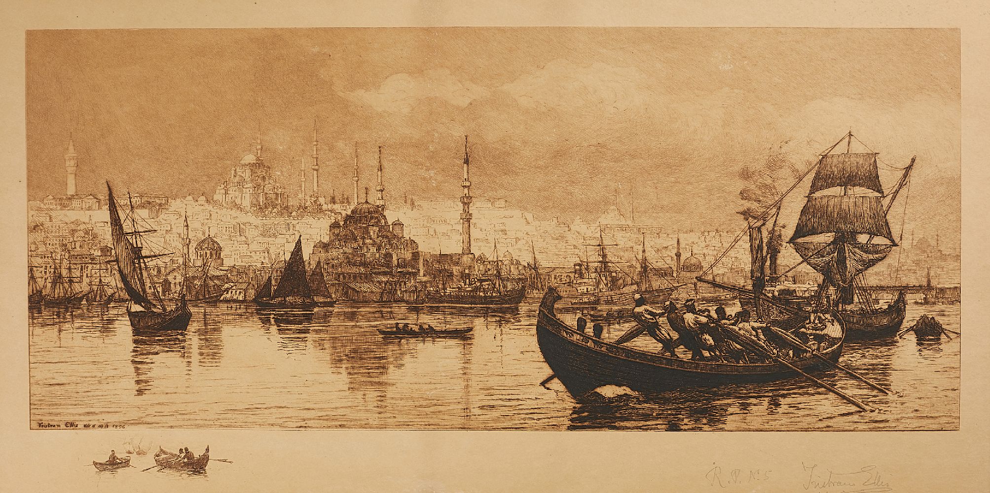 Tristram Ellis (artist), View of Constantinople Harbour, signed etching on paper [n.p. dated 1893 AD