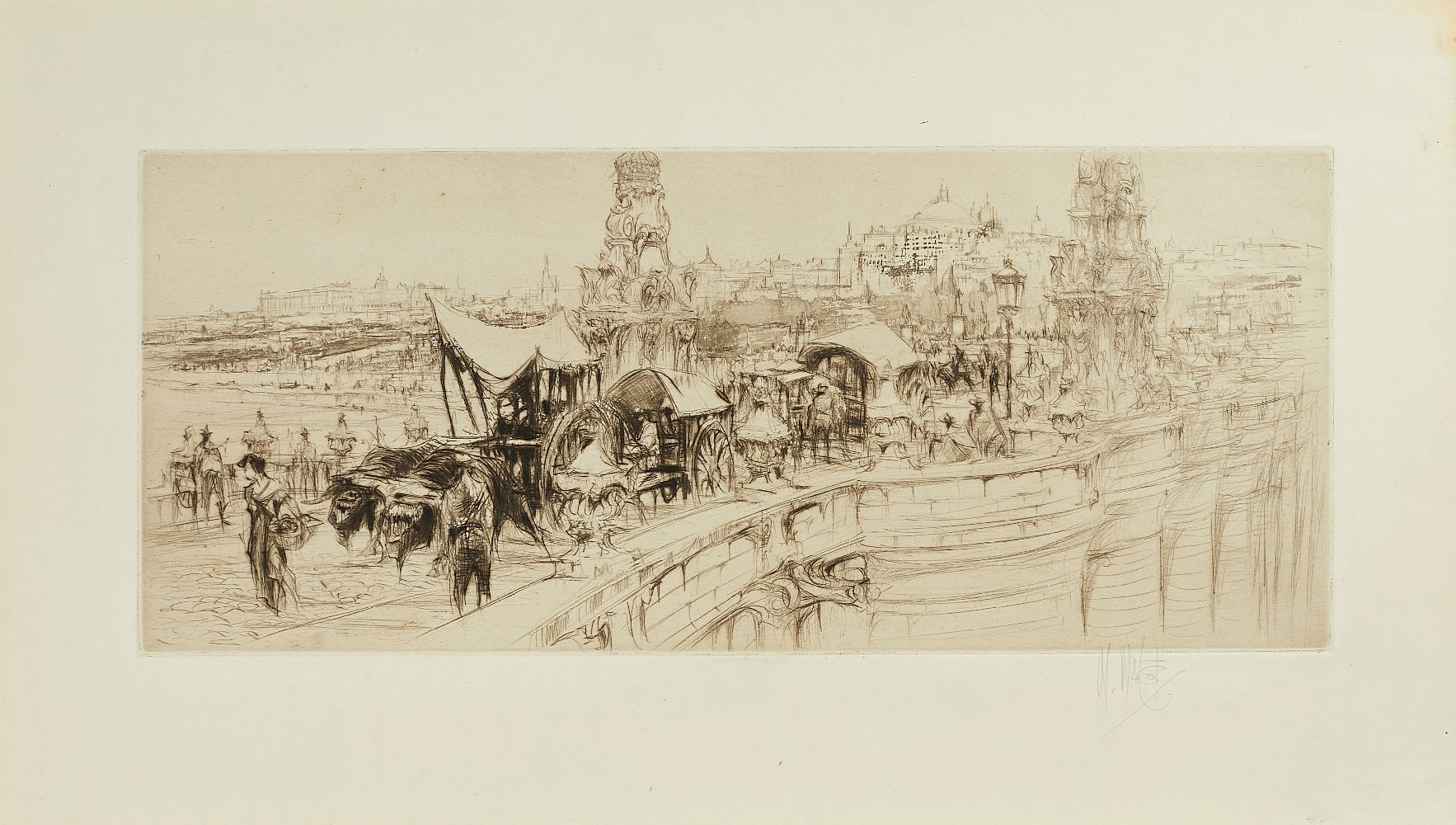 Tristram Ellis (artist), View of Constantinople Harbour, signed etching on paper [n.p. dated 1893 AD - Image 2 of 2