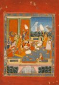 Celebrations on a Palace Veranda, Indian miniature on paper, provincial school [Southern regions of