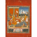 Celebrations on a Palace Veranda, Indian miniature on paper, provincial school [Southern regions of