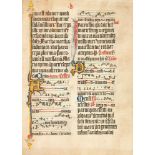Leaf from an illuminated Missal, in Latin, manuscript on parchment