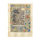 Leaf from an opulently illuminated Book of Hours, in Latin, on parchment [France (Paris), c. 1430]