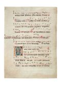 Choirbook leaf with a delicately painted initial, in Latin, manuscript on parchment