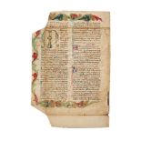 Bifolium from an illuminated Missal, in Latin, manuscript on parchment [Italy (perhaps Milan)