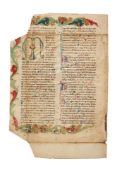Bifolium from an illuminated Missal, in Latin, manuscript on parchment [Italy (perhaps Milan)
