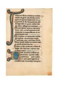 Leaf from a Psalter, with extremely large illuminated initials, in Latin, manuscript on parchment