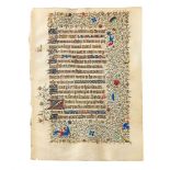 Leaf from an opulently illuminated Book of Hours, in Latin, on parchment [France (Paris), c. 1430]