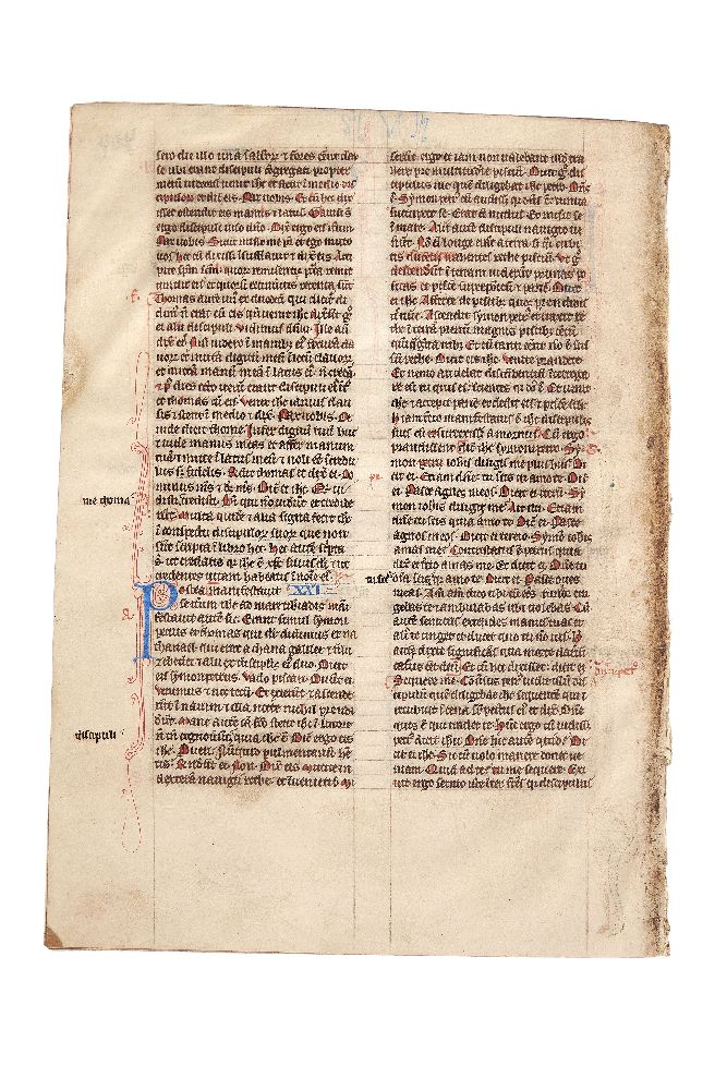 Leaves from an English pocket Bible, in Latin, manuscript on parchment [England (probably Oxford) - Image 2 of 2