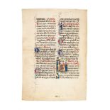 Leaf from a Missal, Dominican Use, in Latin, illuminated manuscript on parchment