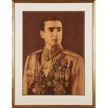 A Young Mohammad Reza Shah Pahlavi, large sepia-tint photographic poster [Iran, c. 1930]