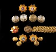 Small collection of Qajar and Pahlavi buttons and a gold epaulette