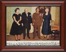 Shah Mohammad Reza Pahlavi and Sir Winston Churchill, together with their wives at 10 Downing Street