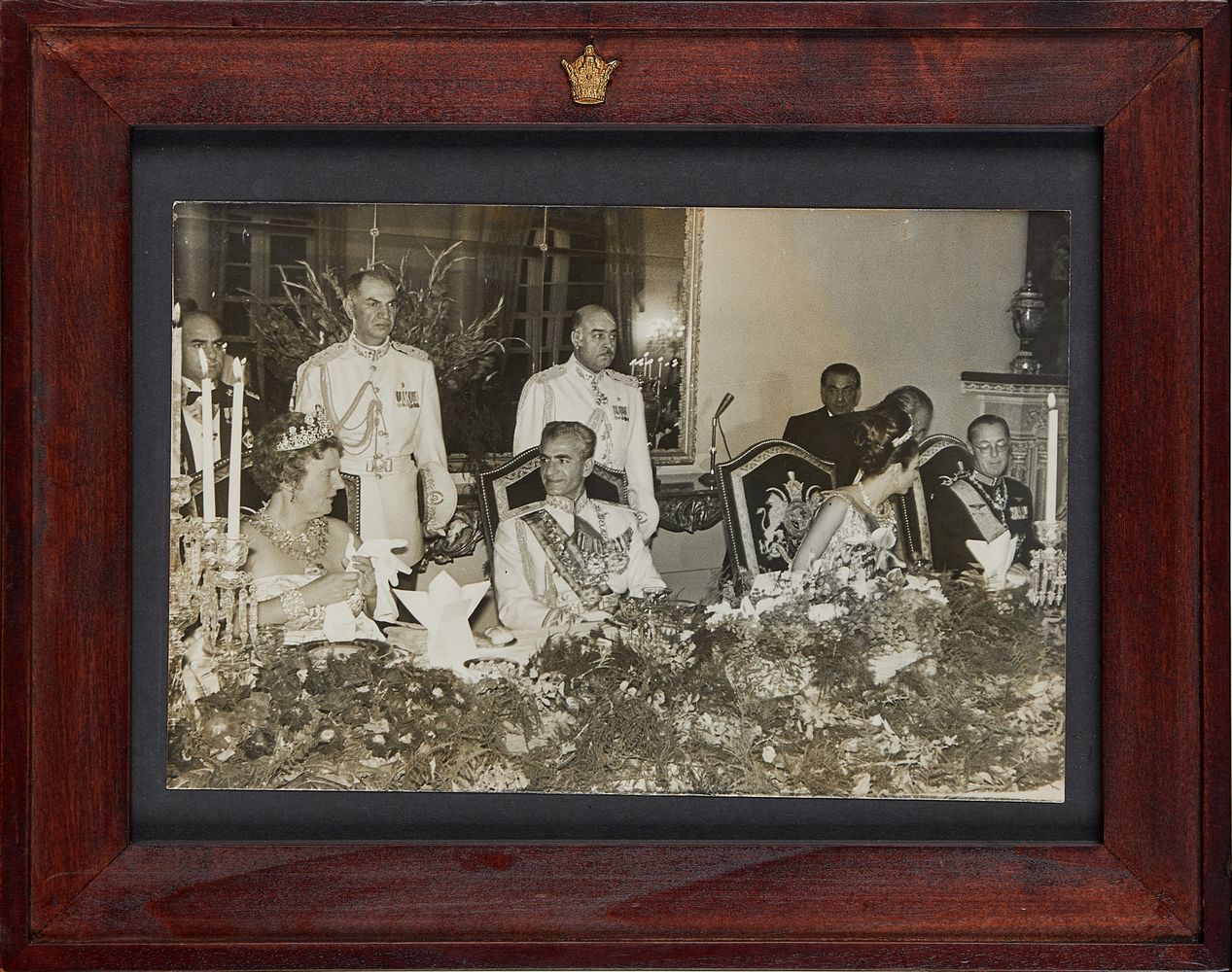 State Dinner at Golestan Palace, Mohammad Reza Shah Pahlavo and Farah Diba entertain Queen Juliana