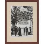 Model of Imperial Crown stands outside Army Bank in Tehran, original Press photograph