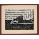 A King Bows in Reverence, Mohammad Reza Shah Pahlavi in Mashhad, original press photograph, by Assoc