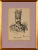 “Nasiru 'D Din Kajar”, the Shah of Persia, supplement to the Liverpool Mercury, lithograph on paper