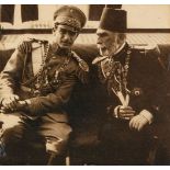 A Young Prince Mohammad Reza with a senior Egyptian Nobleman, sepia-tint, mounted to card [Iran, c.