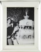 Big Day, the Shah blows out the candles on the day of Coronation, original press photograph