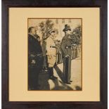 A Young Mohammad Reza Shah Pahlavi, together with his brother, standing in uniform outside Golestan