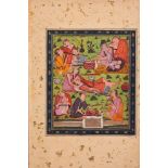 Opium smoking scene, illuminated miniature on paper, possibly Kishangarh school