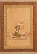 Portrait of Emperor Homayoun, illuminated Indian miniature on paper, Mughal school