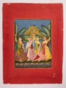 The Dancing Gopis, Indian miniature on card, Mewar school [India (Rajasthan), c. 1830]