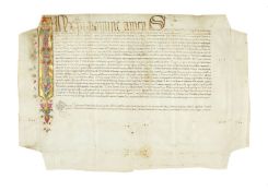 Doctoral diploma issued by the University of Bologna, in Latin, illuminated manuscript on parchment