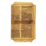 Leaf from a large Breviary with bilingual text in Latin and Old High German, decorated manuscript