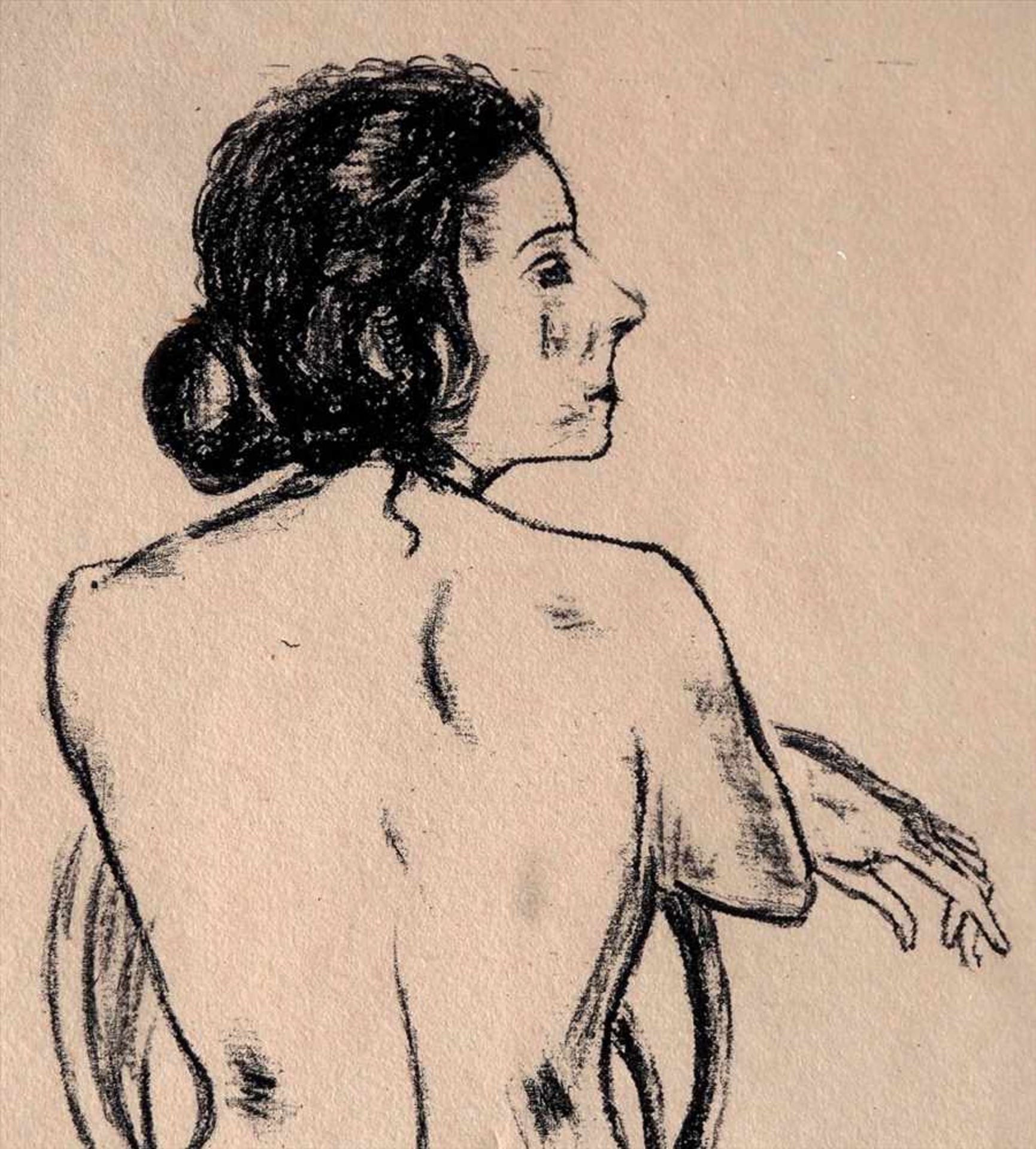 Beckmann, Max, 1884 - 1950Sitzender, weiblicher Rückenakt. Lithographie, in der Platte sign., ger. - Bild 2 aus 3