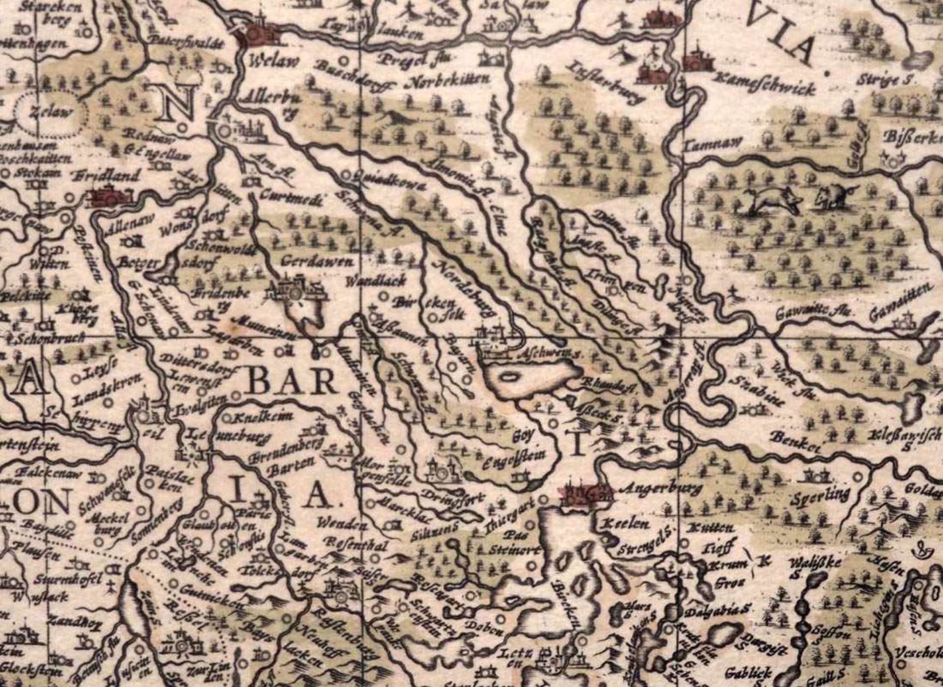 Jansonius, Johannes, 1588 - 1664Karte der Ostseeküste von der Kurischen Nehrung bis Danzig mit - Bild 5 aus 5