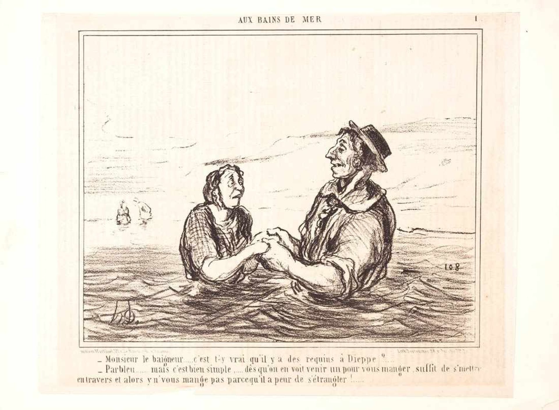 Daumier, Honoré, 1808 - 1879Sieben Karikaturen aus "Charivari". Lithogrpahien, auf Karton