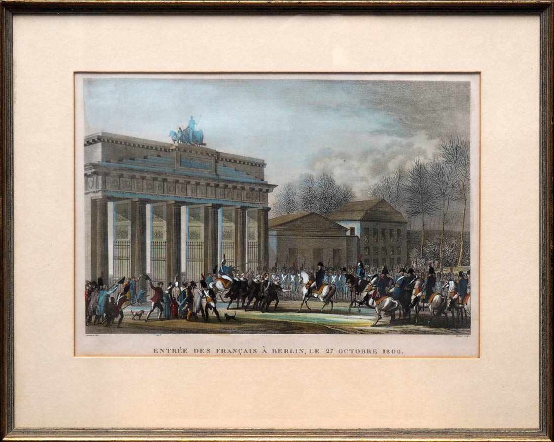 Bovinet, Edme, 1767 - 1832"Entrée des Francais à Berlin, le 27 Octobre 1806", kolorierter